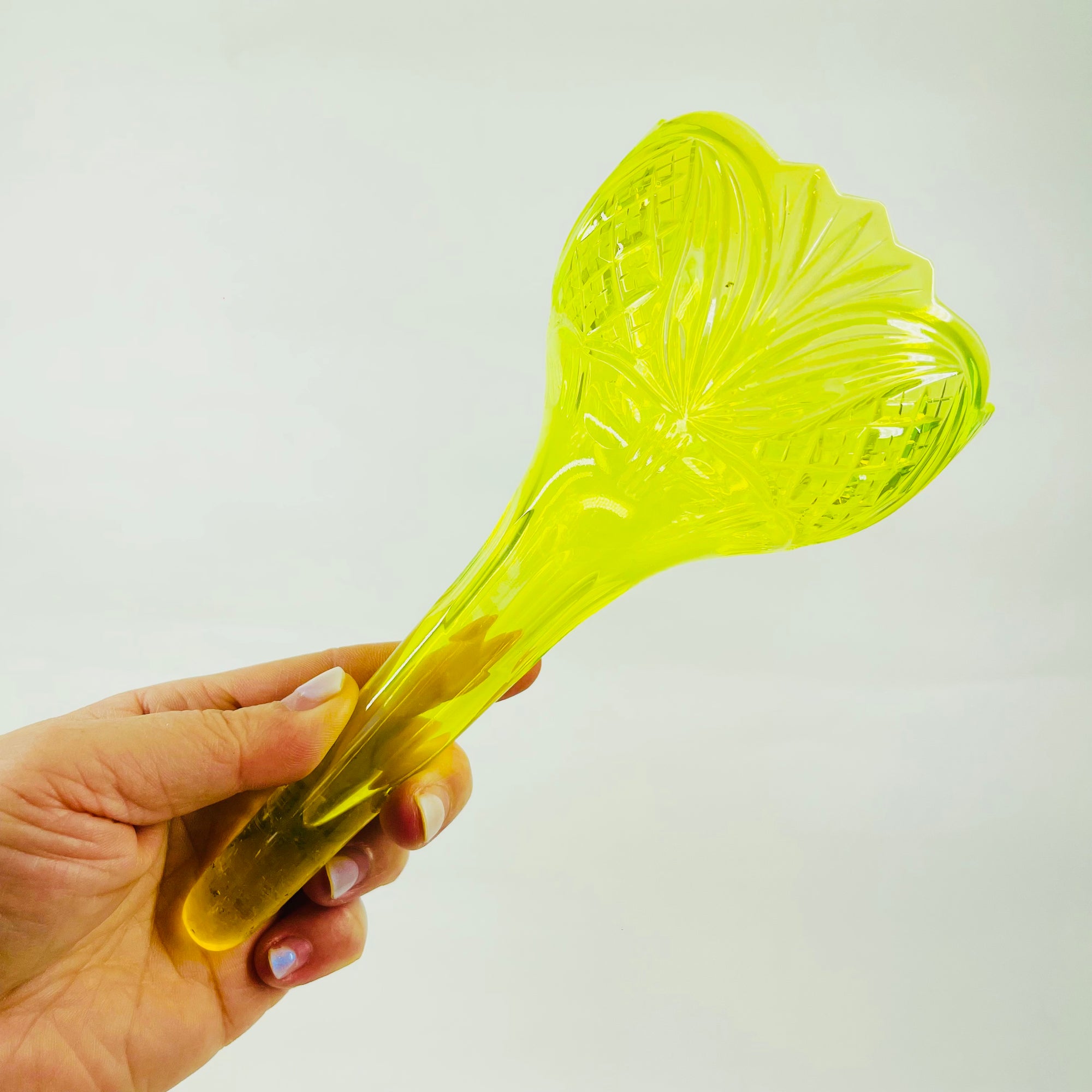 URANIUM GLASS TRUMPET VASE