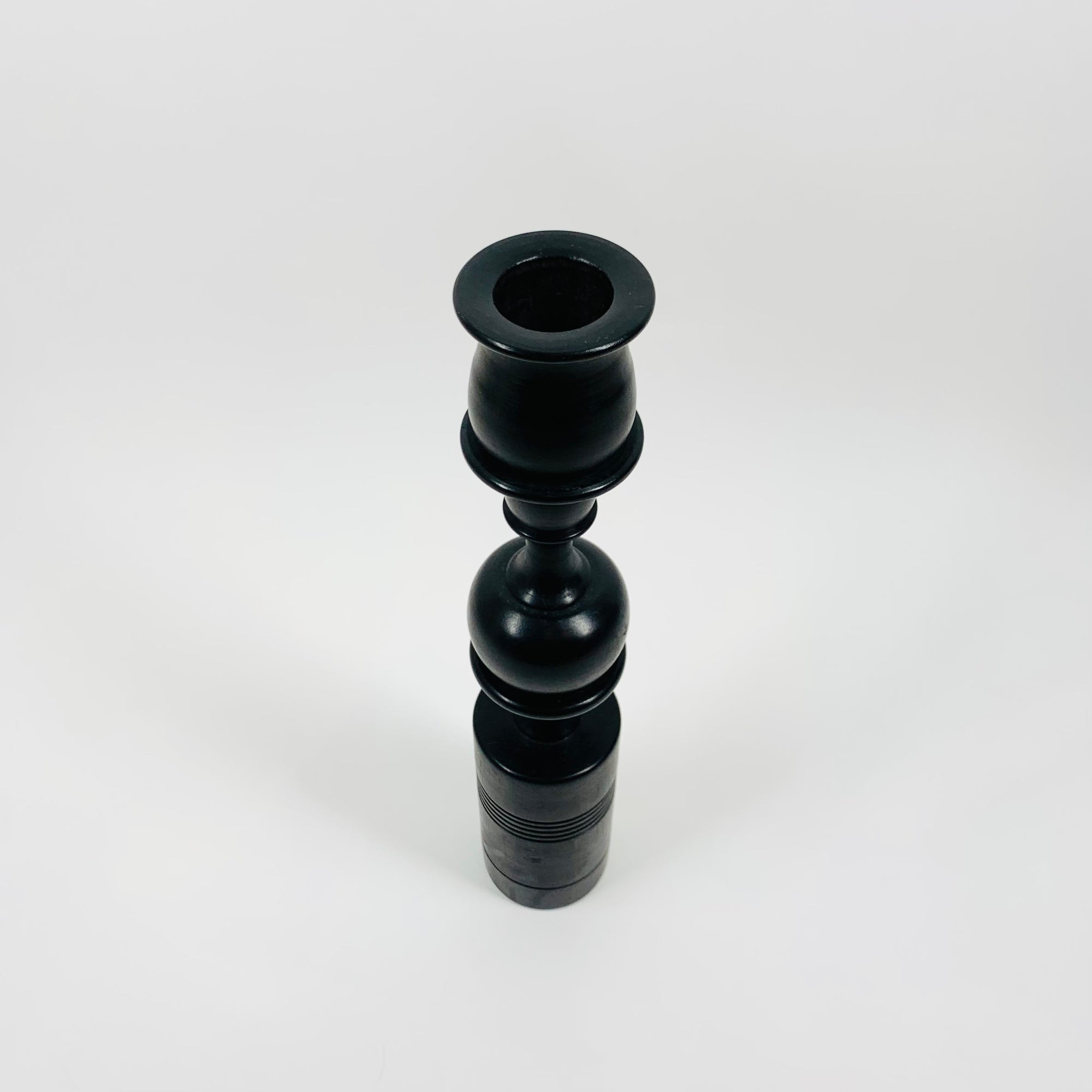 MCM hand made walnut wood candle holder