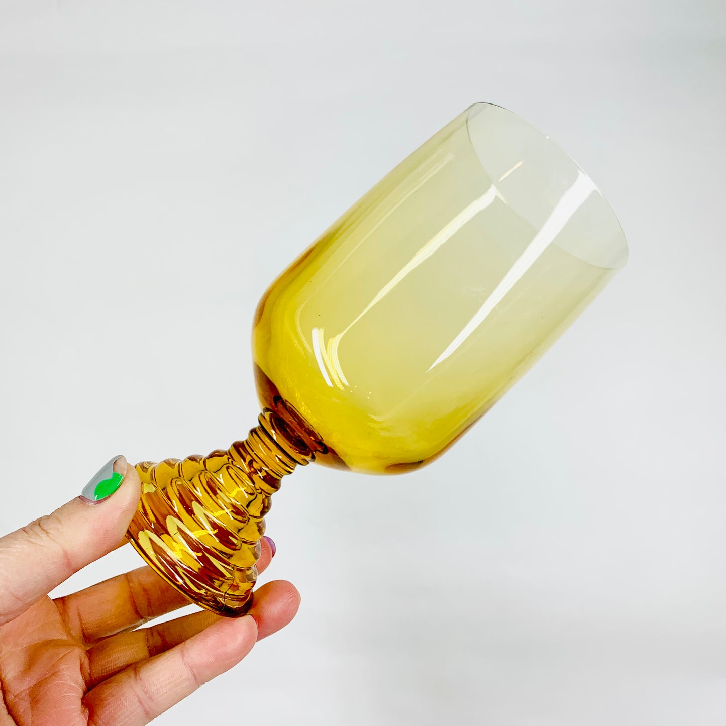 Rare MCM Japanese Soga amber Chum stem wine glasses