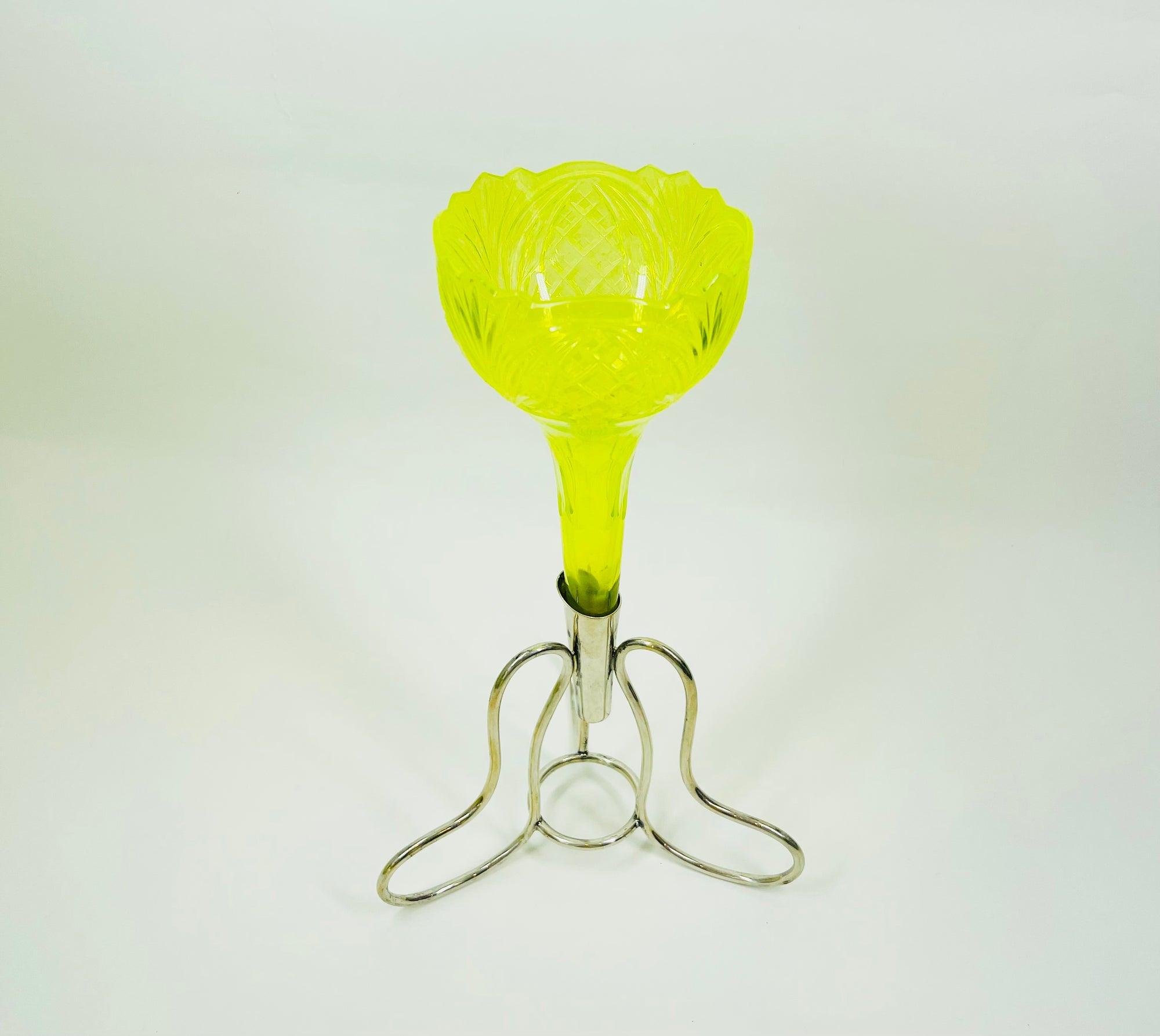 URANIUM GLASS TRUMPET VASE
