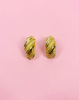 1960s gold plated filigree half hoop clip on earrings