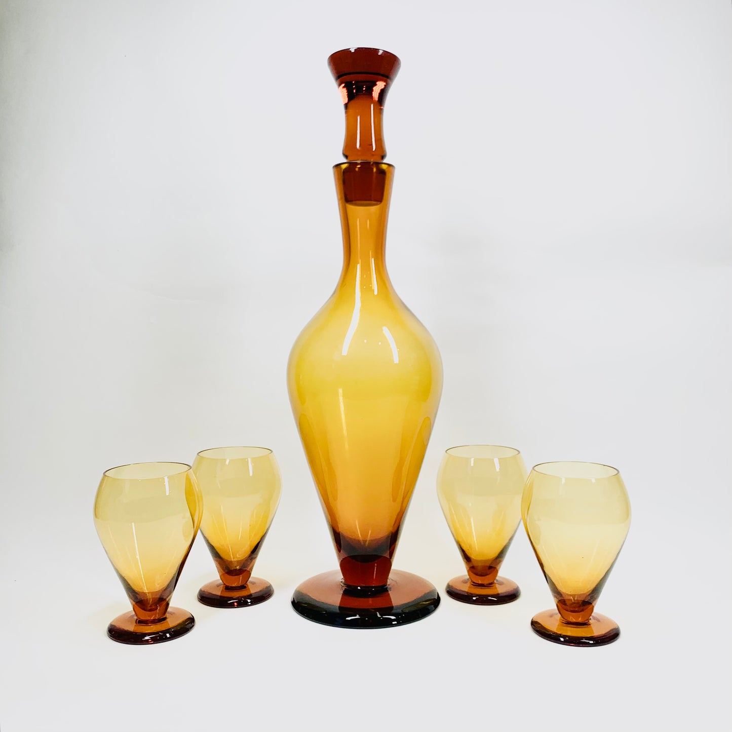 AMBER GLASS DECANTER SET