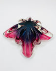 1970s JAPANESE HINERI PINK PURPLE SOMMERSO GLASS ASHTRAY