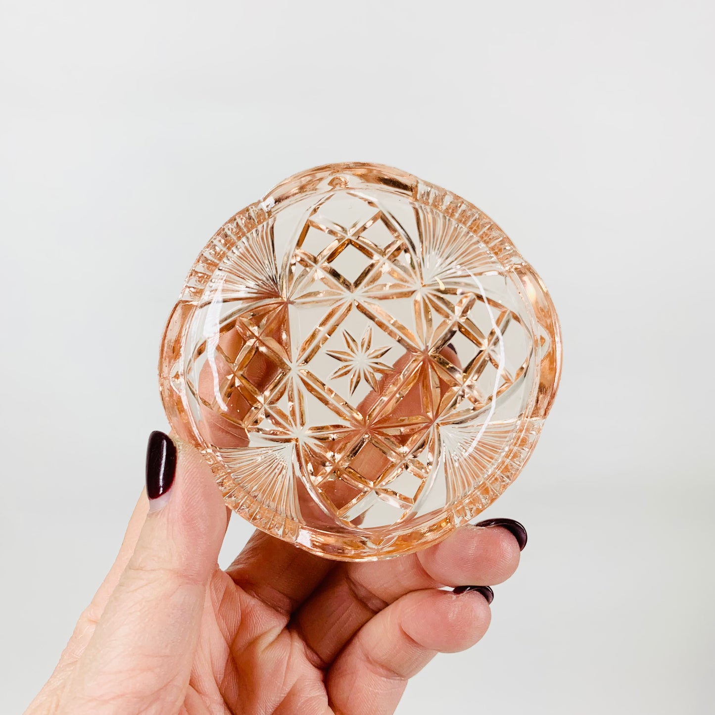 Antique Art Deco pressed glass pin dish