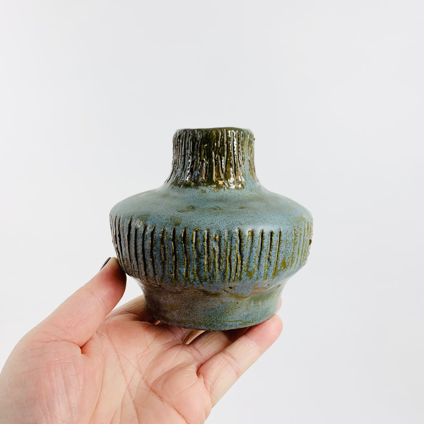Vintage hand made Australian pottery posy vase/candle holder