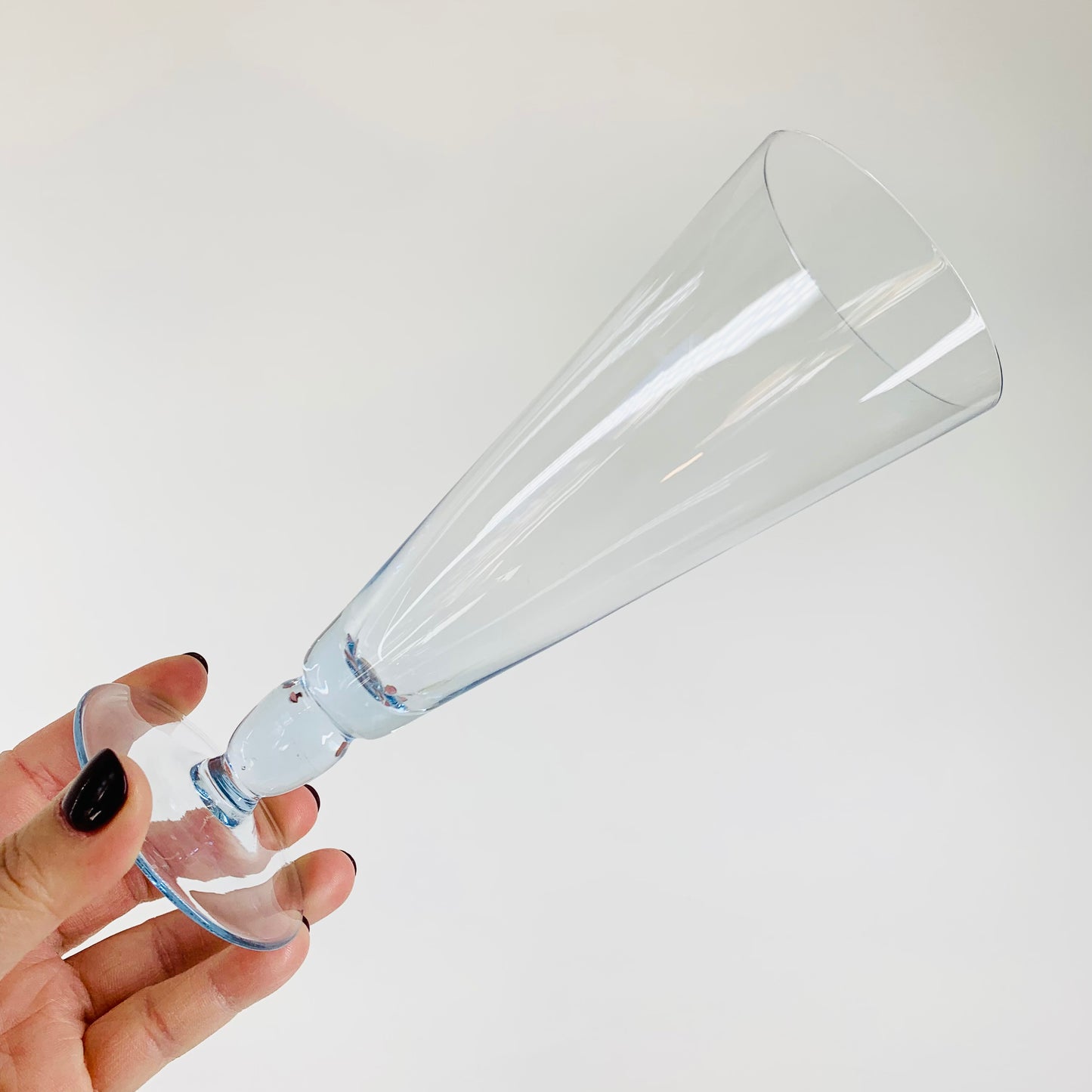 Midcentury harlequin glass champagne flutes