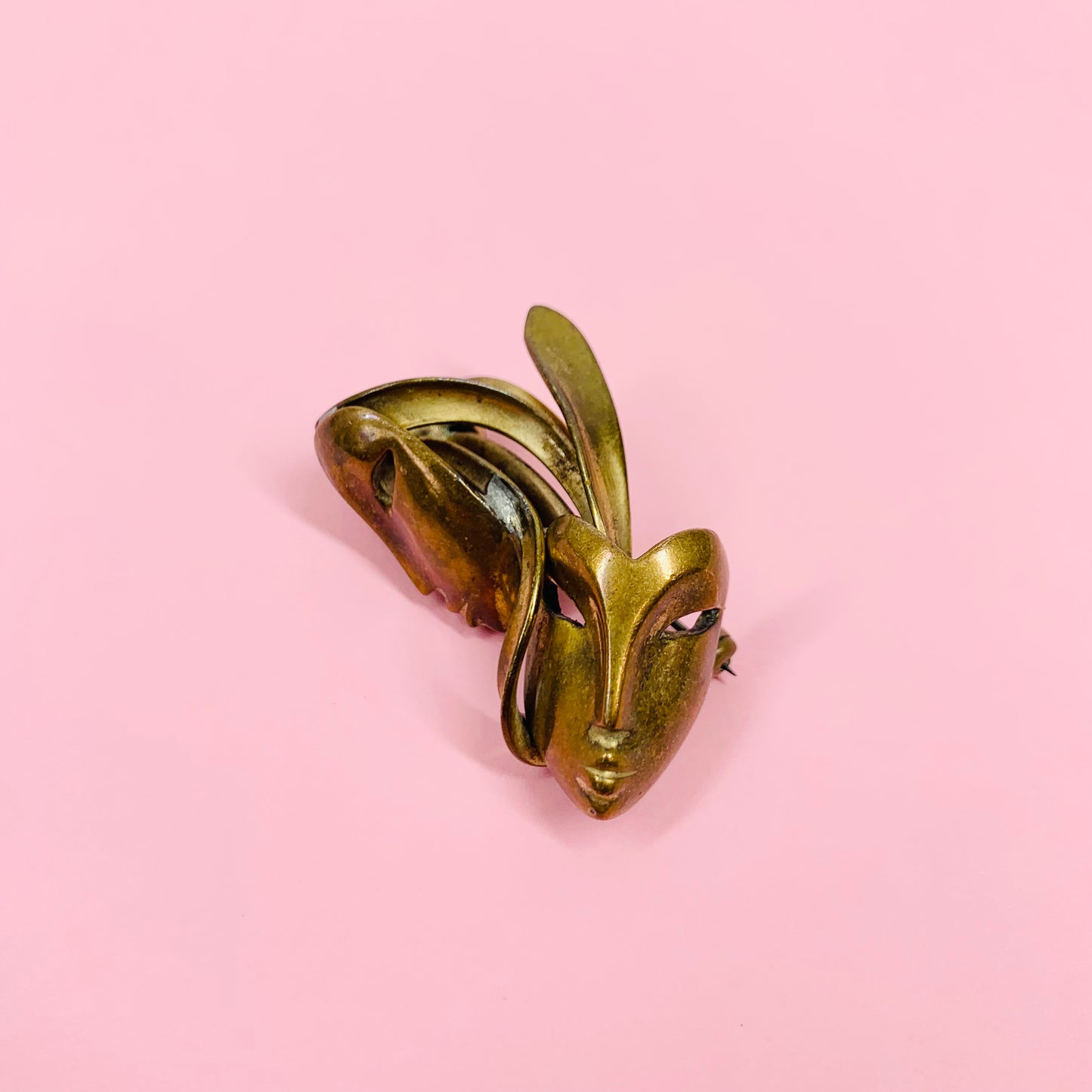 Extremely rare antique Art Deco brass brooch