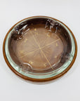 Large MCM gold embossed leather sleeve glass ashtray