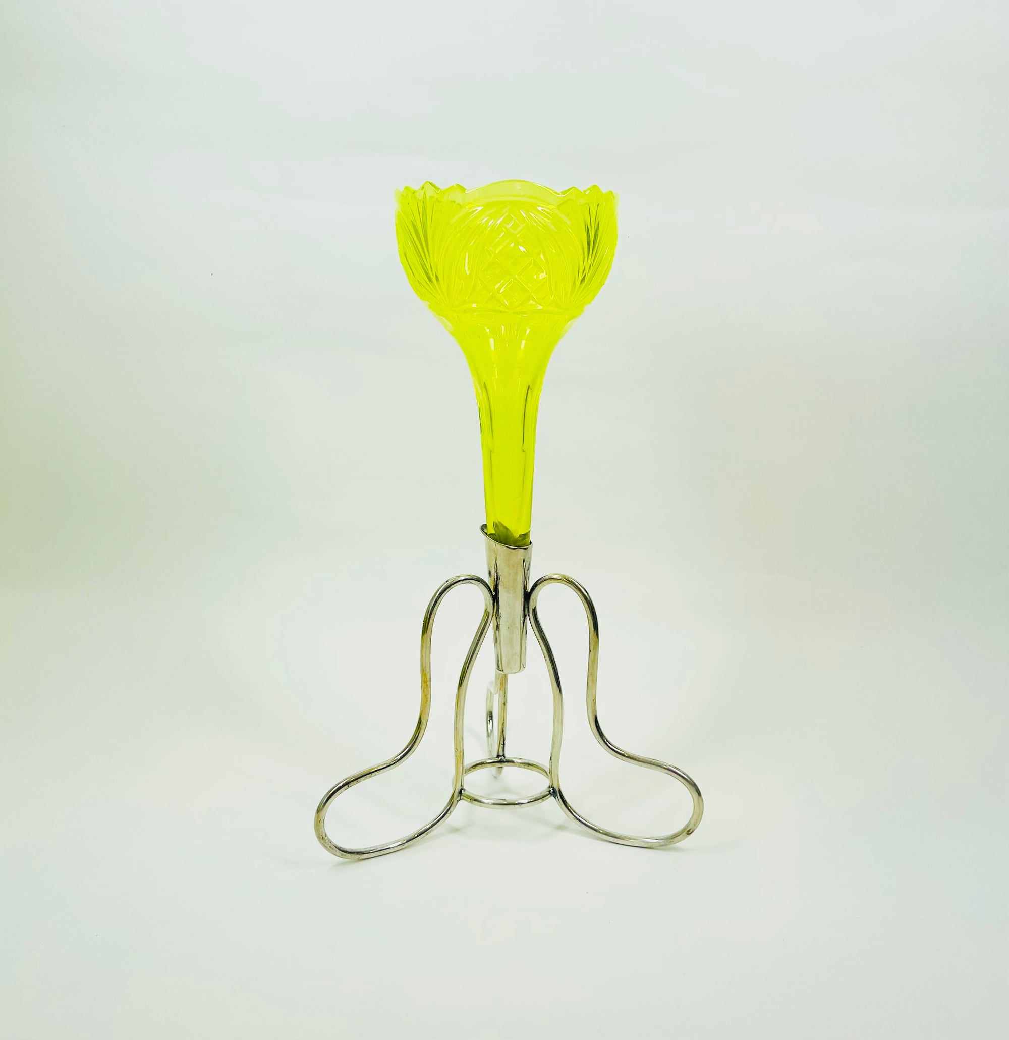 URANIUM GLASS TRUMPET VASE