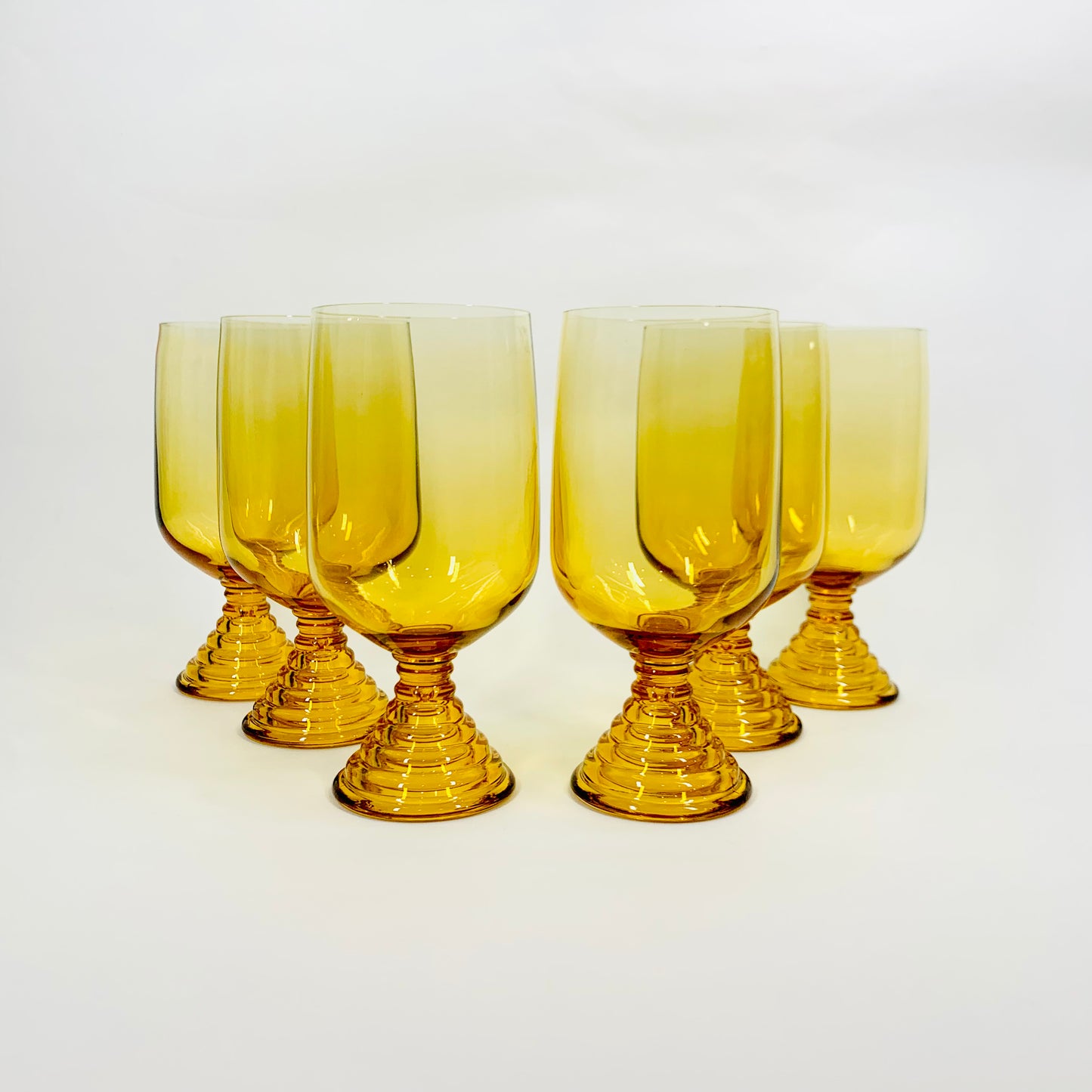 Rare MCM Japanese Soga amber Chum stem wine glasses