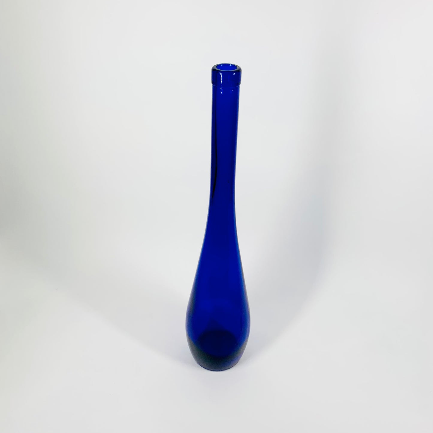Midcentury Italian cobalt blue glass long neck bottle vase