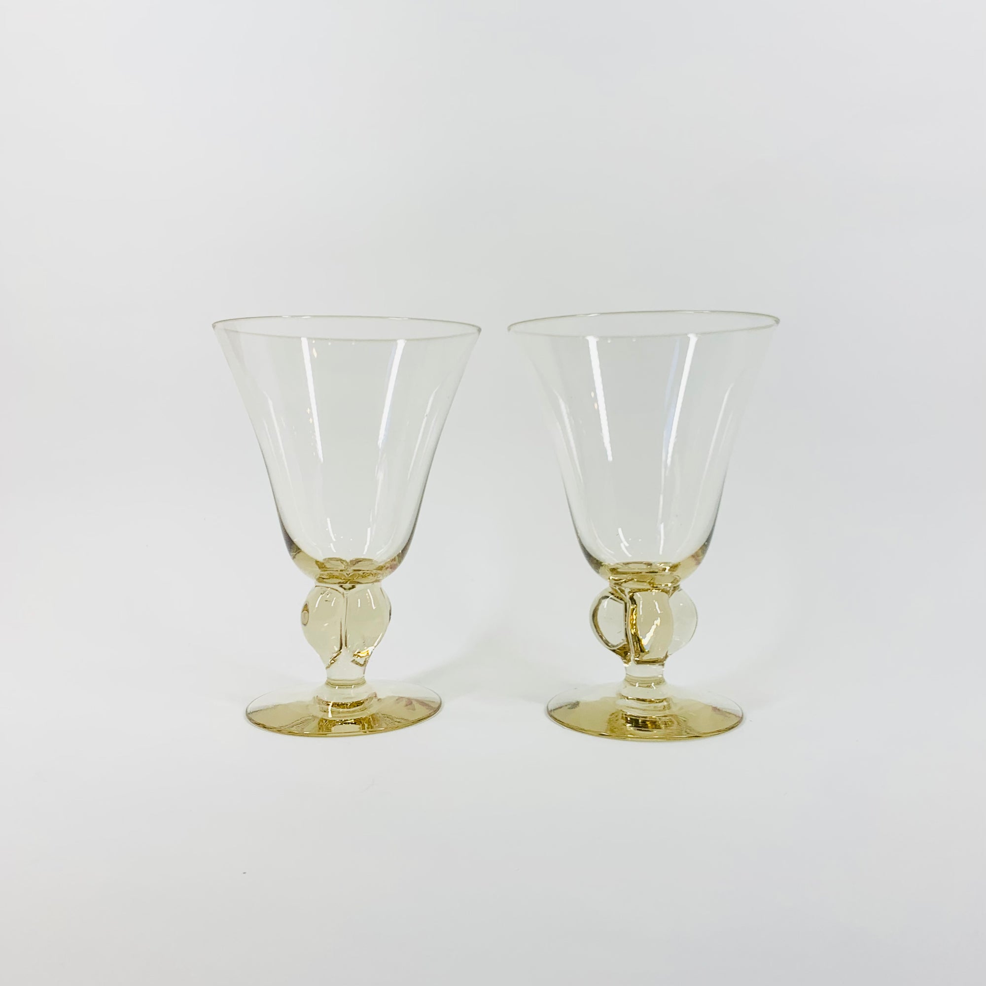 Rare Midcentury Swedish hand made citrine liqueur glasses with short stem