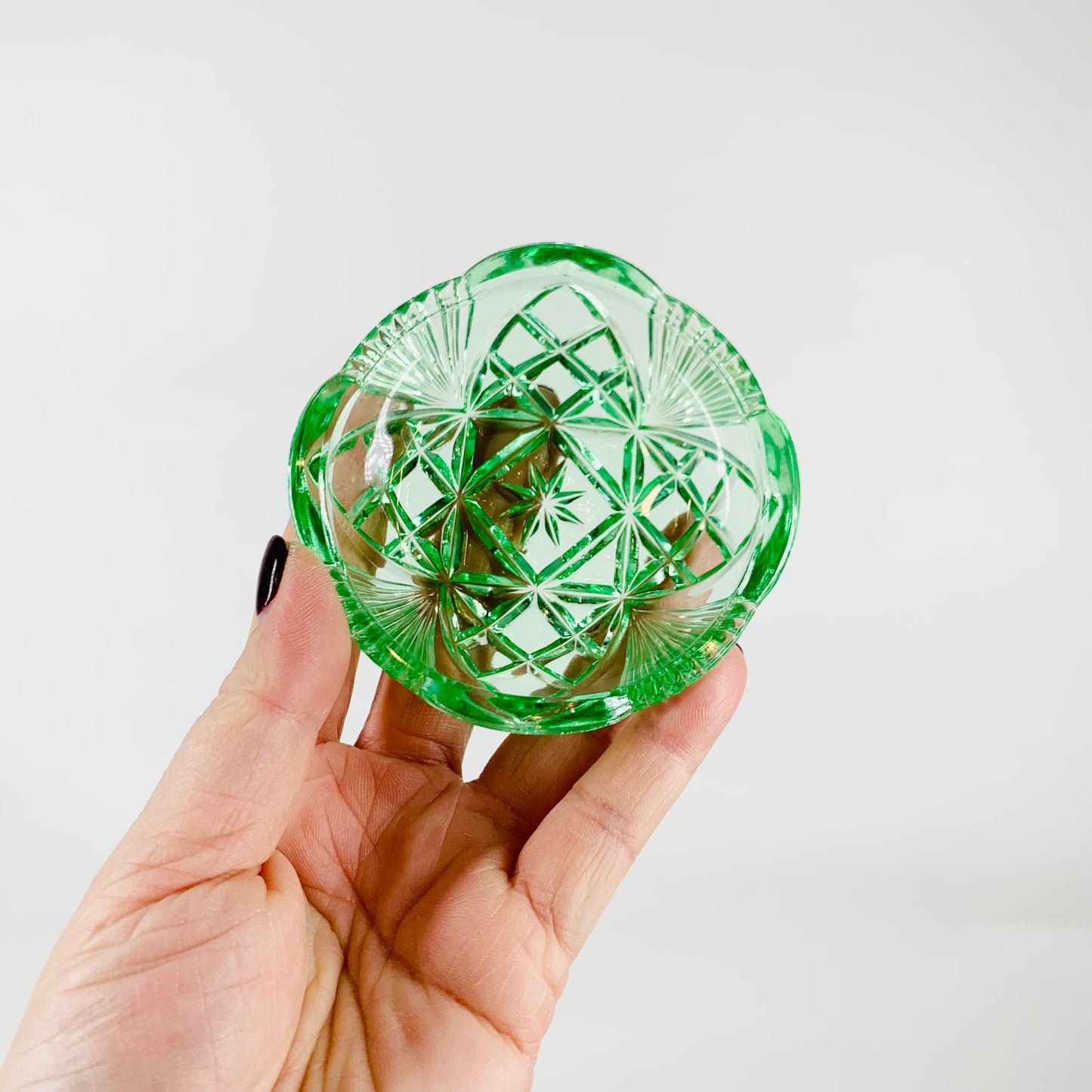 Antique Art Deco pressed glass pin dish