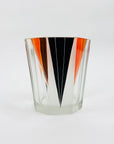 Extremely extremely rare antique Art Deco black & orange enamel decanter satin glass set by Karl Palda