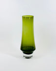Rare Space Age Riihimaki green glass vase by Tamara Aladin