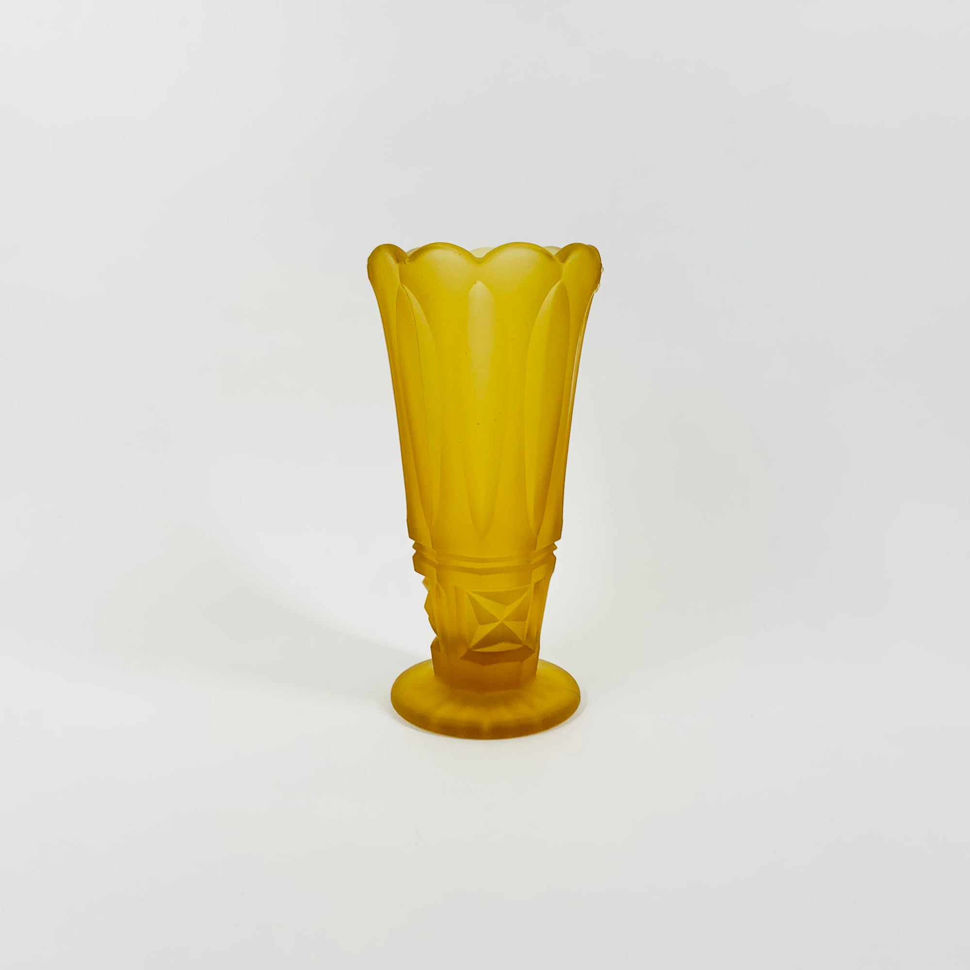 Antique Art Deco amber satin glass footed vase