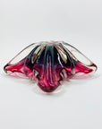1970s JAPANESE HINERI PINK PURPLE SOMMERSO GLASS ASHTRAY