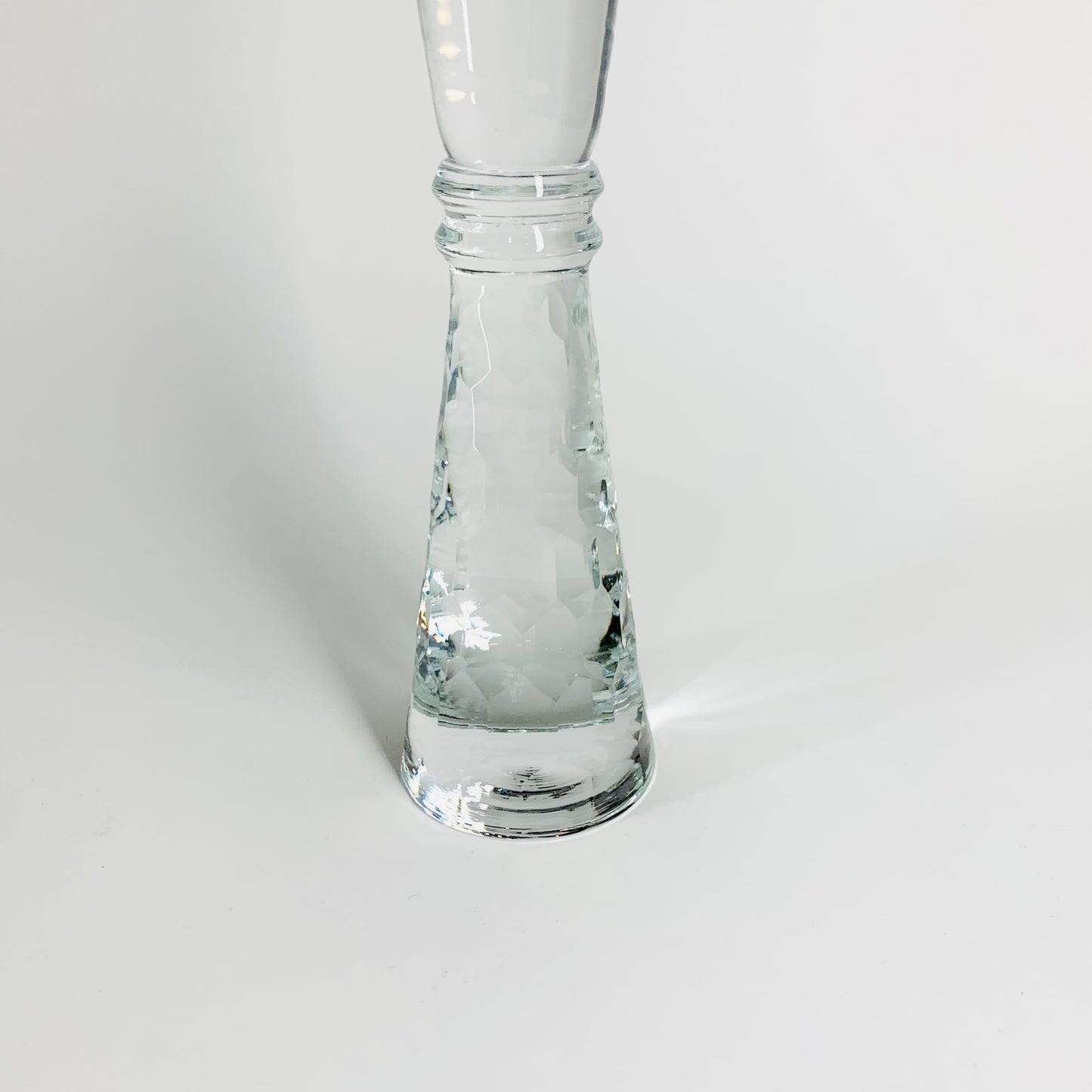 Vintage paperweight faceted stem glass champagne flutes