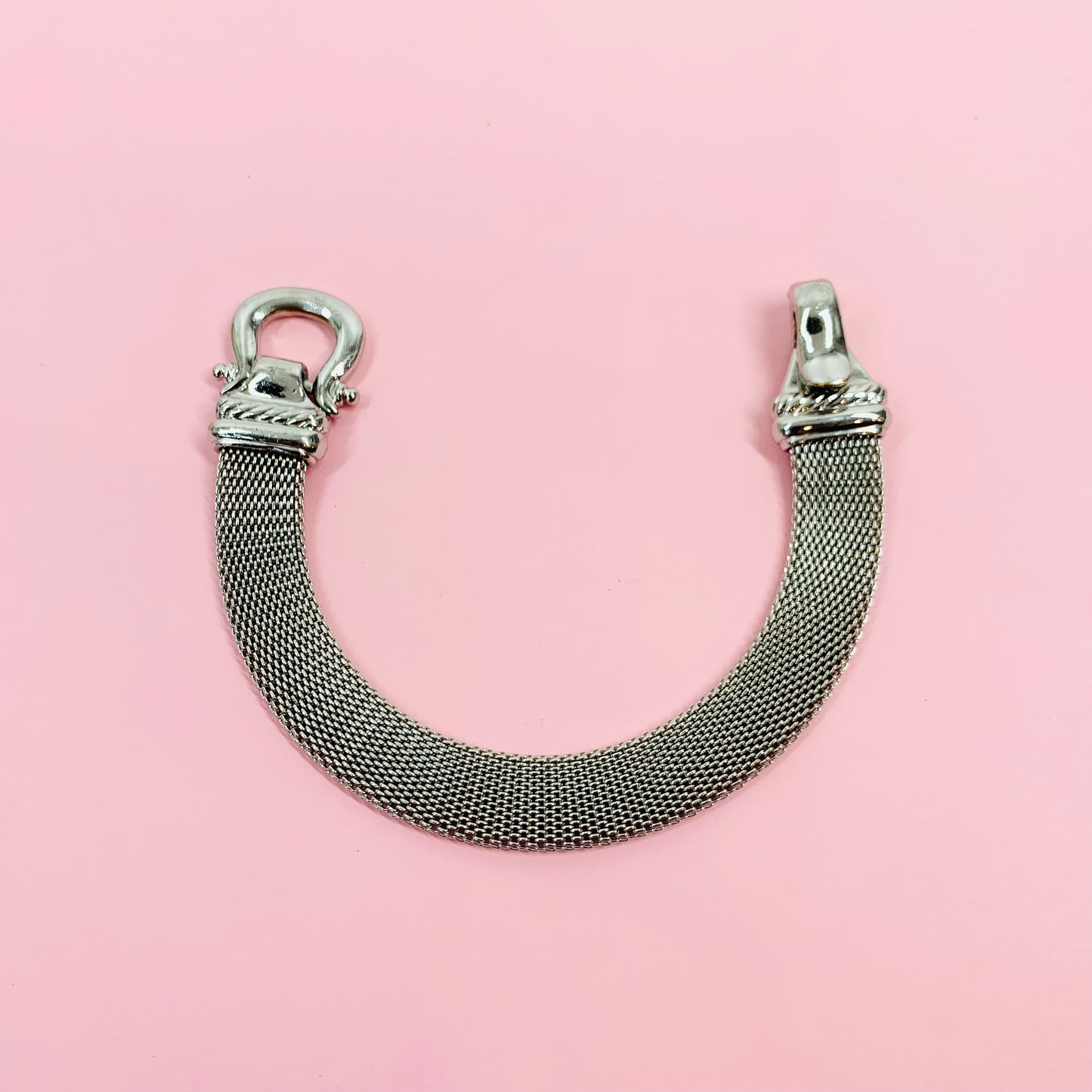 1980s silver plated mesh bracelet with buckle clasp