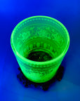 ETCHED URANIUM GLASS VASE