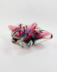 1970s JAPANESE HINERI PINK PURPLE SOMMERSO GLASS ASHTRAY