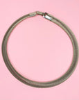 1960s modernist stainless steel mesh spring necklace