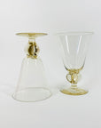 Rare Midcentury Swedish hand made citrine liqueur glasses with short stem