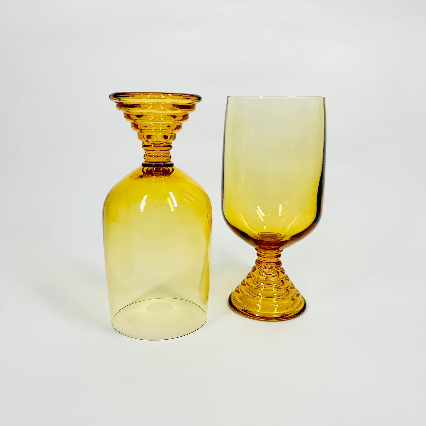 Rare MCM Japanese Soga amber Chum stem wine glasses