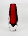 FACETED CRANBERRY MANDRUZZATO VASE