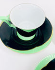 Extremely rare 1920s Victoria Czechoslovakia Art Deco hand painted porcelain coffee cup and matching saucer