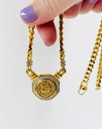 1980s gold plated with Swarovski crystals pendant necklace