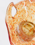 1980s AUSTRALIAN MOUTH BLOWN ORNAGE SPATTER ART GLASS BOWL/VASE