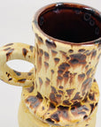 Midcentury hand made West German drip glaze brown beige pottery jug/vase
