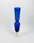 Midcentury Italian cobalt blue glass rocket footed vase