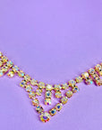 Stunning 1960s costume iridescent crystals chevron pendant necklace