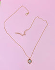 1980s costume chain with clear crystal solitaire drop pendant