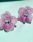 PURPLE PINK FLOWER EARRINGS