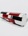 Extremely rare 1940s Baus Haus cased white black and ruby enamel cylinder glass vase by Karl Palda
