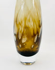 Stunning vintage Czech hand made gold brown mottled glass bottle vase