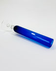 Midcentury Japanese cobalt blue glass footed tube vase