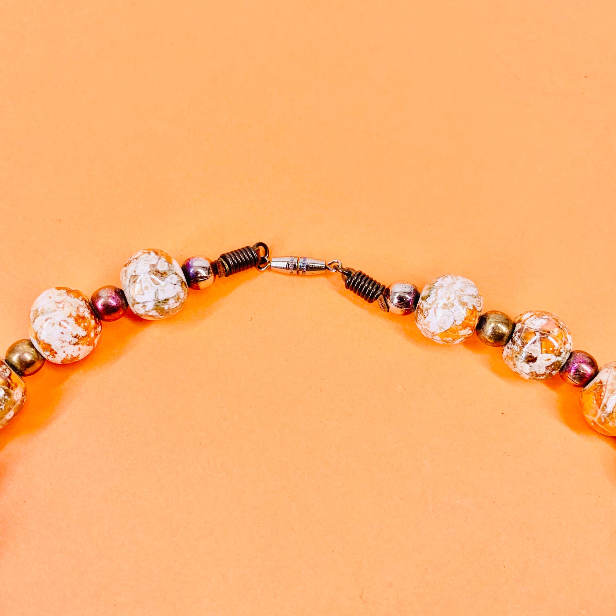 1950s iridescent tie dye ceramic beads necklace