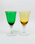 Midcentury harlequin twist stem sweet wine glasses