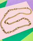 Rare 1980s pearl interlink gold necklace with adjustable clasp