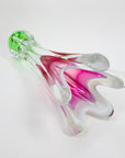 Rare Midcentury large Czech Skrdlovice swung pink green white sommerso glass vase