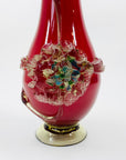 Mouth blown Midcentury Italian colour cased glass with ruffle rim posy vase