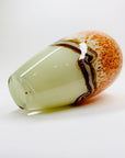 Vintage hand made orange cased art glass vase with abstract pattern