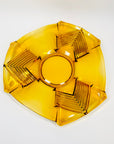 Extremely rare antique Art Deco pressed amber Depression glass platter with divider