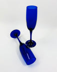 Vintage Libbey cobalt blue glass champagne flutes