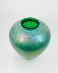 Large antique Art Nouveau Kralik hand made peacock iridescent crackle glass vase