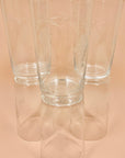 1940s hand etched vine pattern glass water tumblers